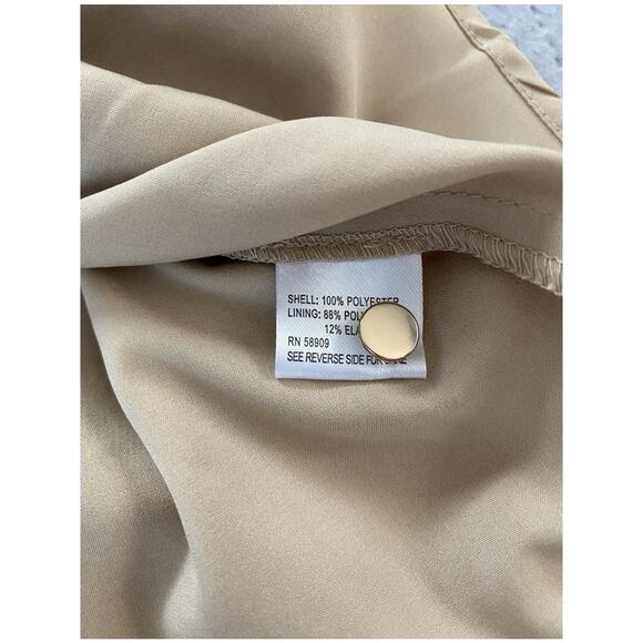 NWT Gianni Bini Sz 12 Piper Ruched Chiffon Feminine Romantic Soft Beige Dress - Picture 7 of 13